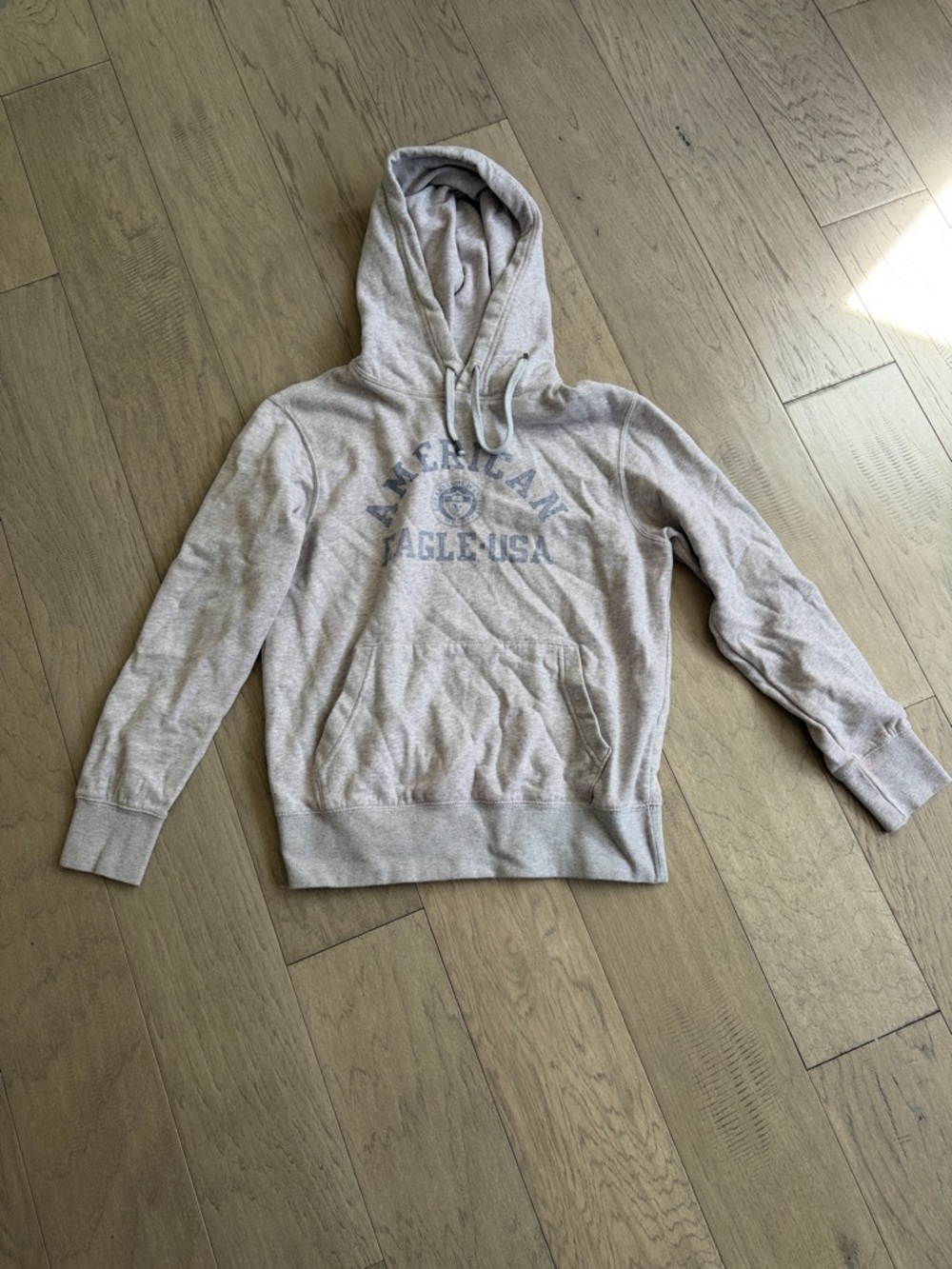 American Eagle Outfitters Light Gray Pullover Hoodie with Logo